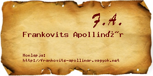 Frankovits Apollinár névjegykártya